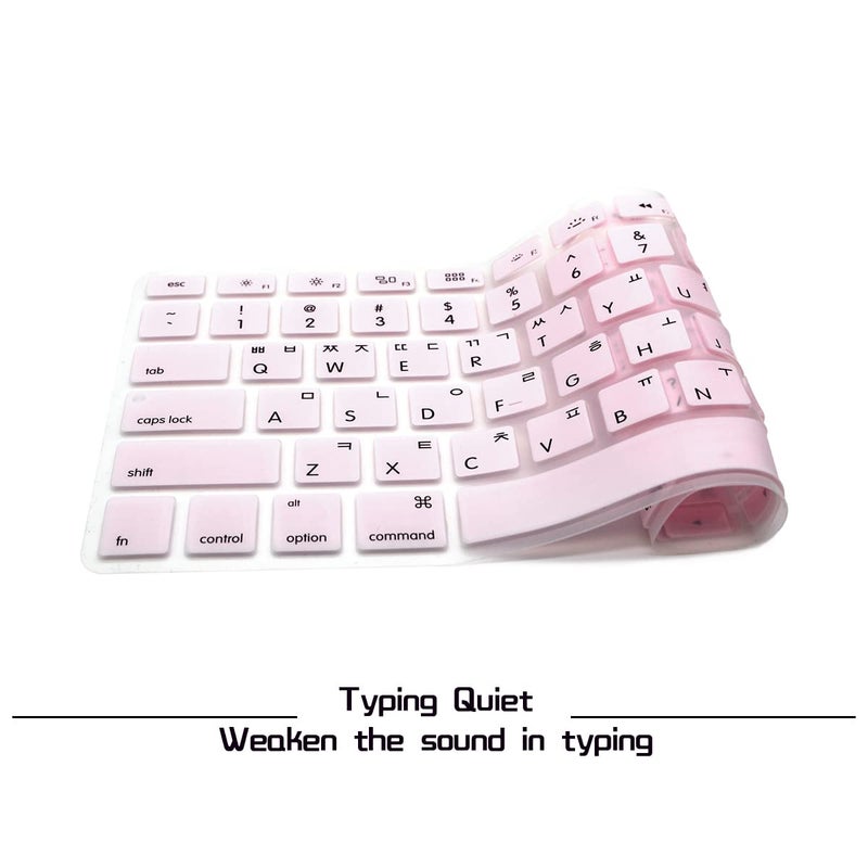 HRH Korean Silicone Keyboard Cover Skin for MacBook Old Air 13,for MacBook Pro 13/15/17(with or w/Out Retina Display,2015 or Older Version),for iMac Older USA(Not for MacBook 13 Air A1932)-Light Pink - Image 3